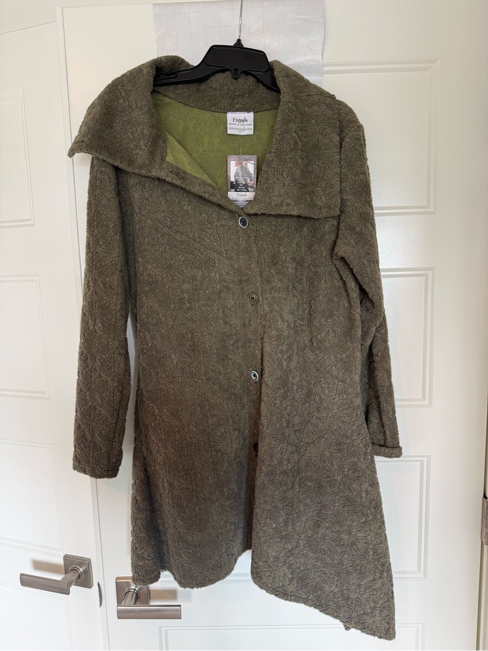 Cozy Olive Teddy Coat with Wide Collar